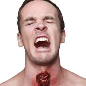 Brutale Halswunde Halloween-Latexapplikation rot 8