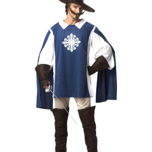 Mittelalter Musketeer Kostüm blau-weiss-braun