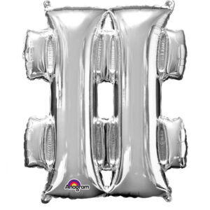 XXL Party Aluminium Luftballon Symbol # silber 68 x 83 cm