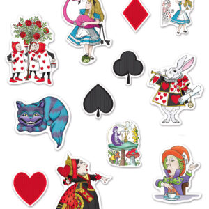 Alice im Wunderland Deko-Kartonbilder 12 Stück bunt