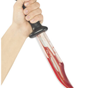 Blutiges Horror-Schlitzer-Messer für Erwachsene schwarz-rot-silber 33cm