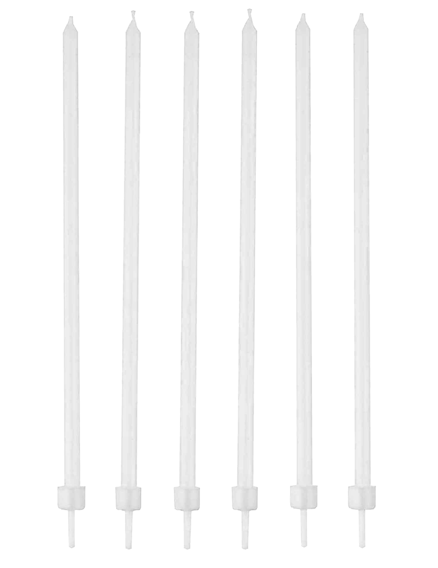 Geburtstagskerzen mit Halter 16 Stück weiss 12cm