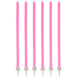 Geburtstagskerzen mit Halter 16 Stück pink-weiss 12cm