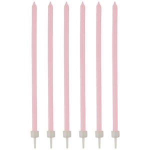 Geburtstagskerzen mit Halter 16 Stück rosa-weiss 12cm