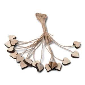 Holzherzen mit Bindfaden Tisch-Dekoration 16 Stück braun 2x2x0
