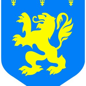 Raum Dekoration Mittelalter Wappen blau-gelb