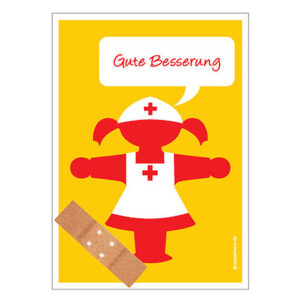 Ampelfrau Postmann Ostalgie Postkarte Gute Besserung 11x15cm