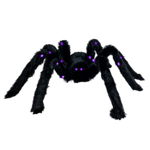 Schwarze Haarige Spinne mit LED Beleuchtung 65cm