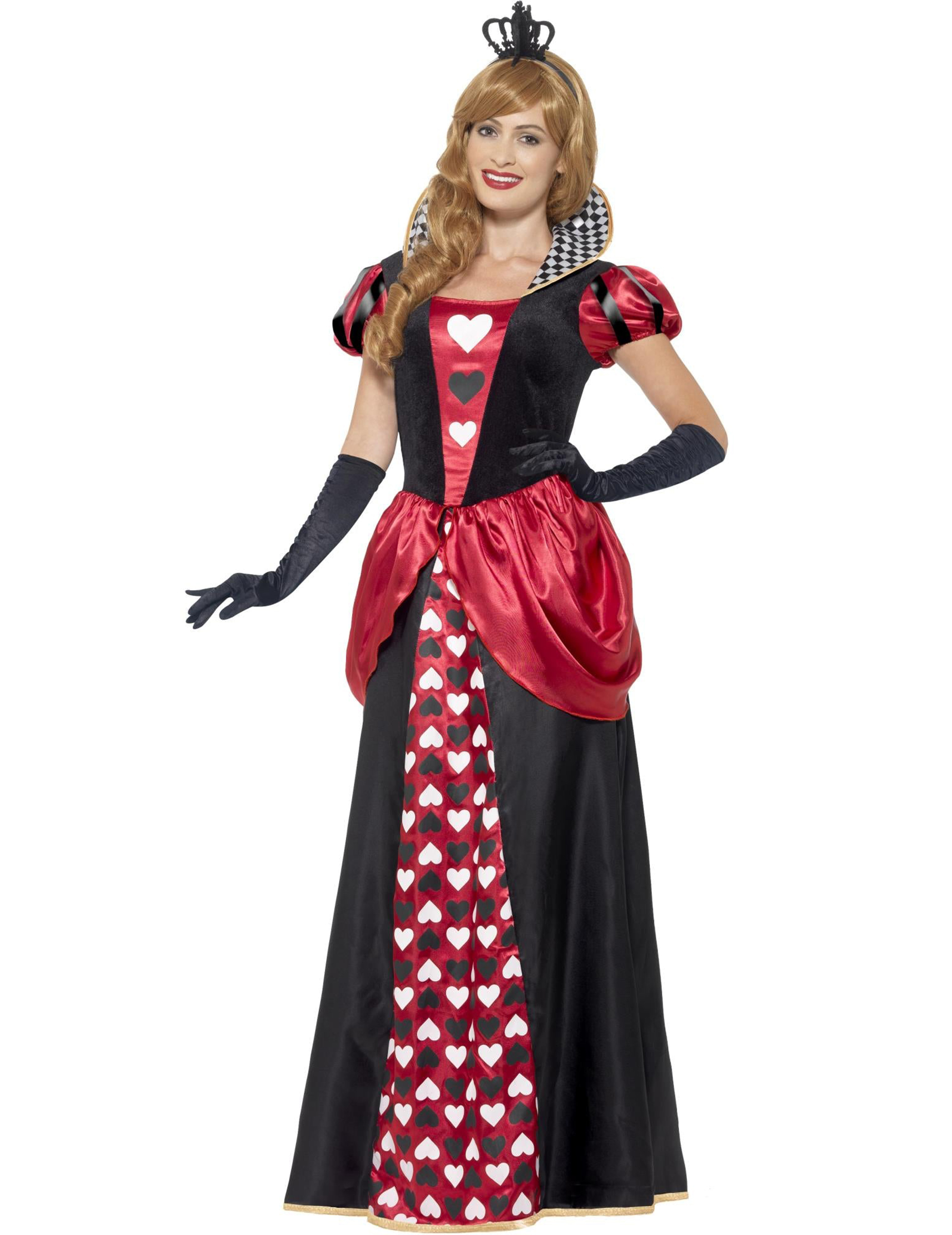 Herzkönigin Damenkostüm Märchen schwarz-rot-weiss