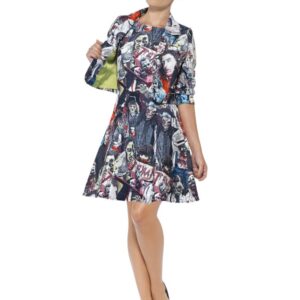 Zombie Halloween-Damenkostüm schwarz-bunt