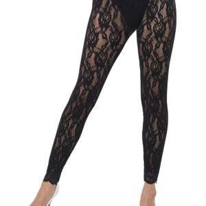 Halbdurchsichtige Damen-Leggings mit Rosenmuster schwarz