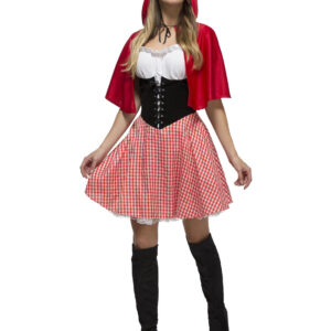 Rotkäppchen Damenkostüm Märchen rot-weiss-schwarz
