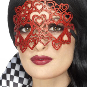 Verführerische Augenmaske mit Herzen und Pailletten Kostüm-Accessoire rot