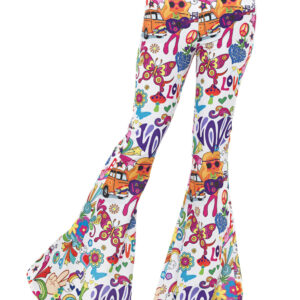 Auffällige Hippie-Schlaghose 60er-Hose weiss-bunt
