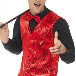 Disco Pailletten Weste rot