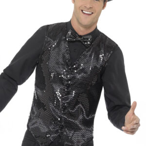 Disco Pailletten Weste schwarz
