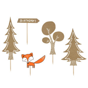 Kuchendekoration Wald 5 Stück braun-orange