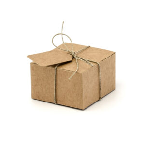 Geschenkboxen mit Etiketten quadratisch 10 Stück braun 6x5