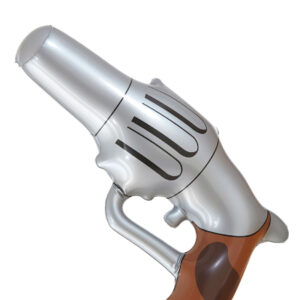 Aufblasbarer Cowboy Revolver grau-braun 29cm