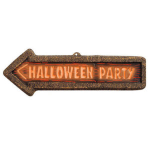 Wegweiser Schild Halloween-Party Deko braun-orange 56x17cm