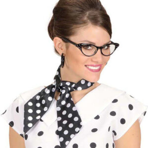 Punkte Satin-Halstuch-Kopftuch zum Knoten schwarz-weiss