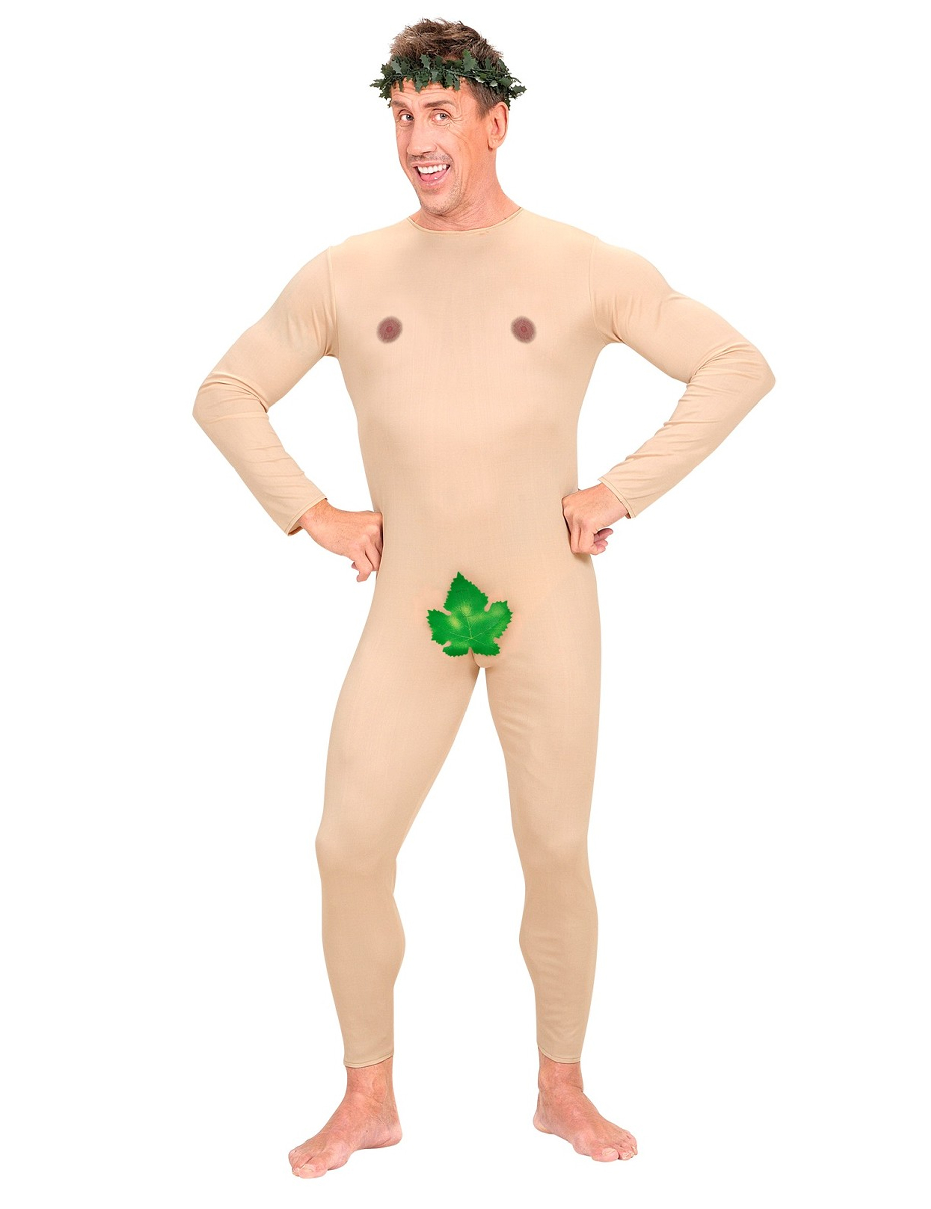 Nackter Mann Adam Herrenkostüm beige-grün
