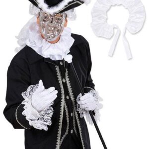 Barock Satin-Rüschen-Kragen weiss