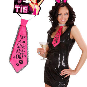 Satin-Krawatte Girls Night Out Junggesellinnen-Abschied pink-schwarz