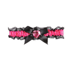 Satin Strumpfband mit Schleife Junggesellinnen-Abschied pink-schwarz