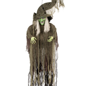Schaurige Halloween Riesen-Hängedeko Hexe schwarz-grün 190cm