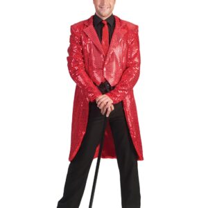 Herren Pailletten Frack rot