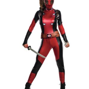 Sexy Deadpool Lizenzkostüm für Damen rot-schwarz