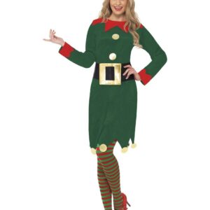 Damenkostüm Weihnachtselfe grün-rot
