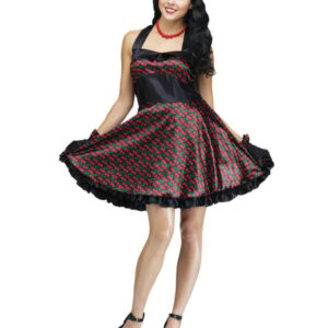 50er-Jahre Rockabilly Damenkostüm Pin-Up schwarz-rot