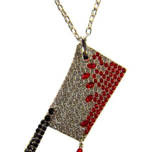 Kreepsville Gothic Halskette Hackbeil silber-rot