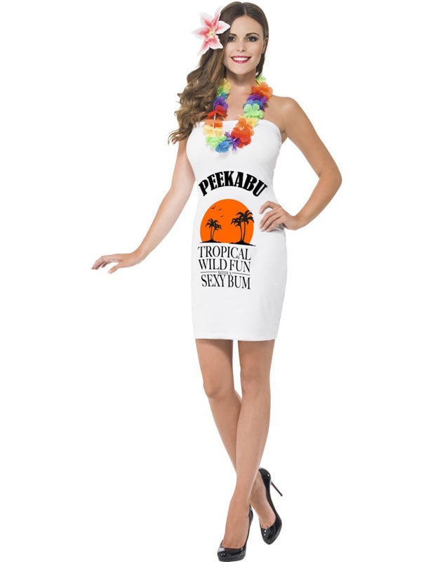 Hawaiianerin Tropical Fun Damenkostüm weiss-schwarz