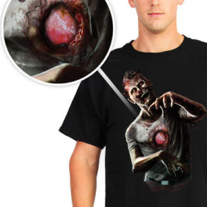 Zombie-Shirt von Digital Dudz Herzschlag-Motiv schwarz