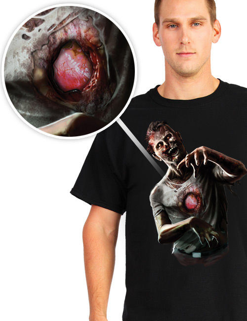 Zombie-Shirt von Digital Dudz Herzschlag-Motiv schwarz