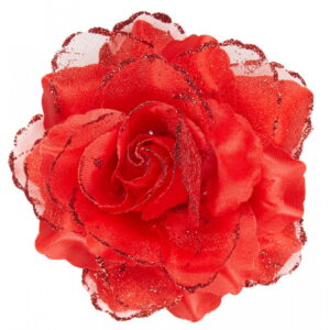 Haarspange rote Glitter-Rose