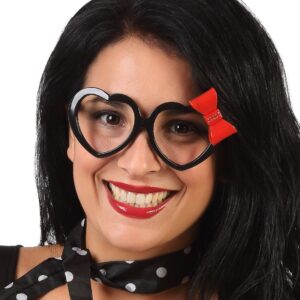 Herzförmige Brille für Erwachsene schwarz-rot