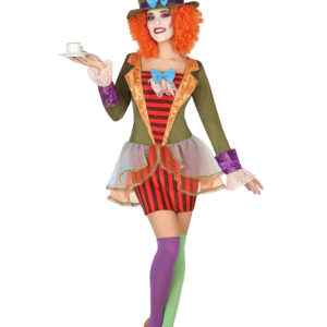 Verrückte Hutmacherin Damenkostüm bunt