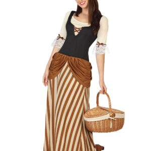 Mittelalterliche Bäuerin Damenkostüm Mittelalter braun-beige