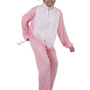 Schwein-Erwachsenenkostüm Tier rosa-weiss
