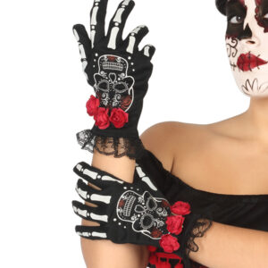 Dia de los Muertos kurze Skelett-Handschuhe