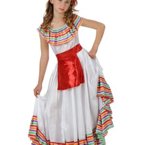 Mexikanerin-Kostüm für Mädchen weiß-bunt