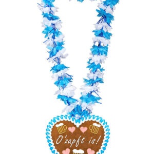 Hawaiikette Lebkuchenherz Volksfest blau-weiss-braun