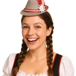 Bayrischer Haarreif mit Mini-Hut rot-weiss-grau