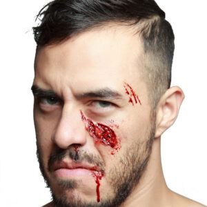 Verletzte Wange Horror Make-up Halloween haut