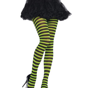 Geringelte Strumpfhose Kostüm-Accessoire grün-schwarz