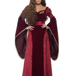 Mittelalterliche Königin Deluxe Rote Königin Damenkostüm rot